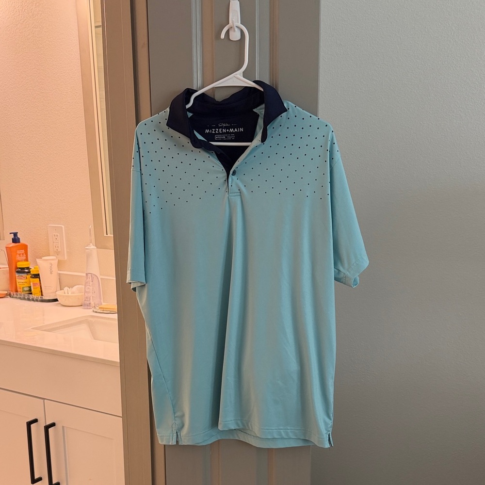 Mizzen+Main Sky Blue Polo with Navy Collar